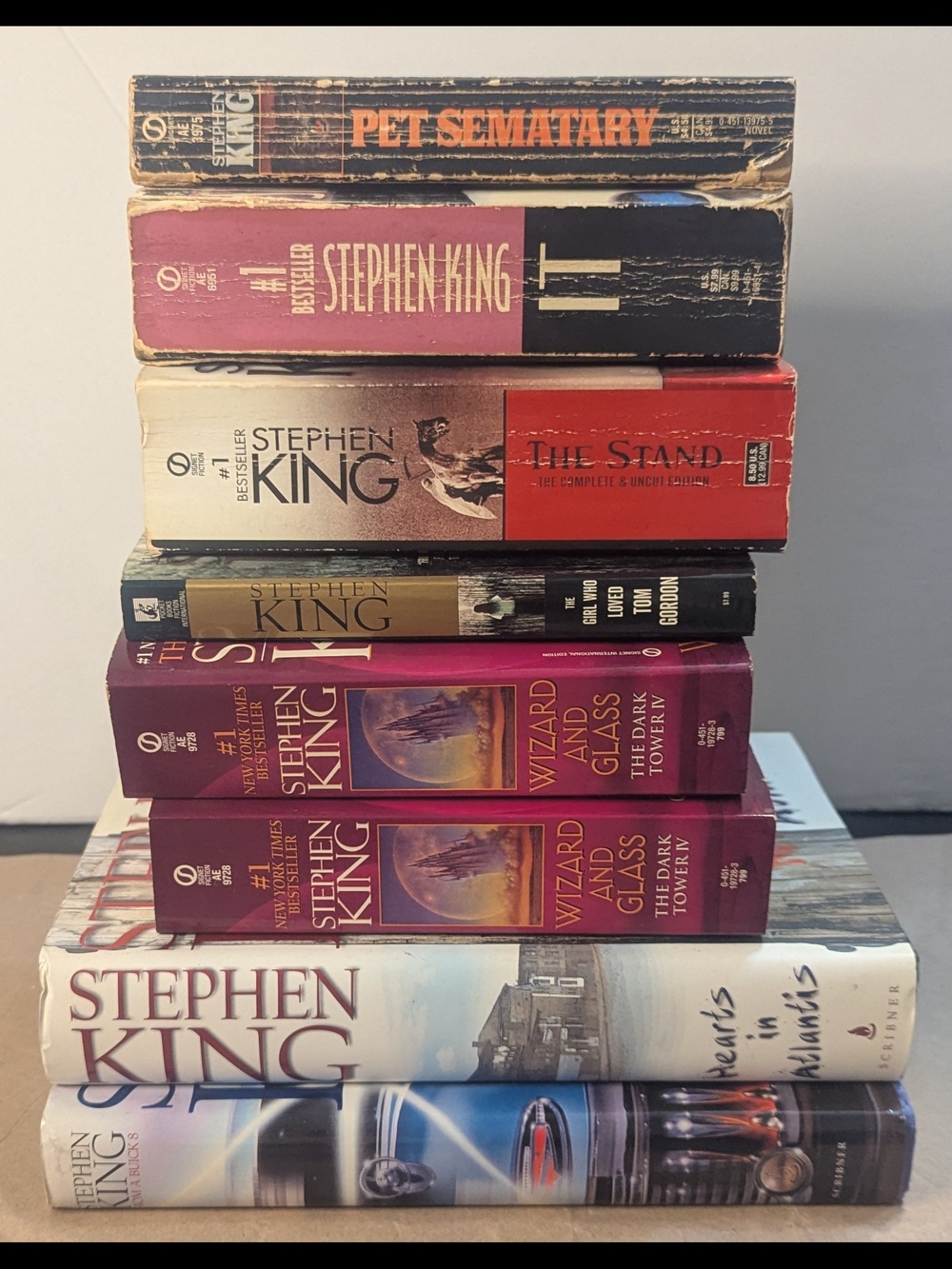 Vintage Stephen King mixed format book lot — 8 books total (6 paperbacks + 2 har